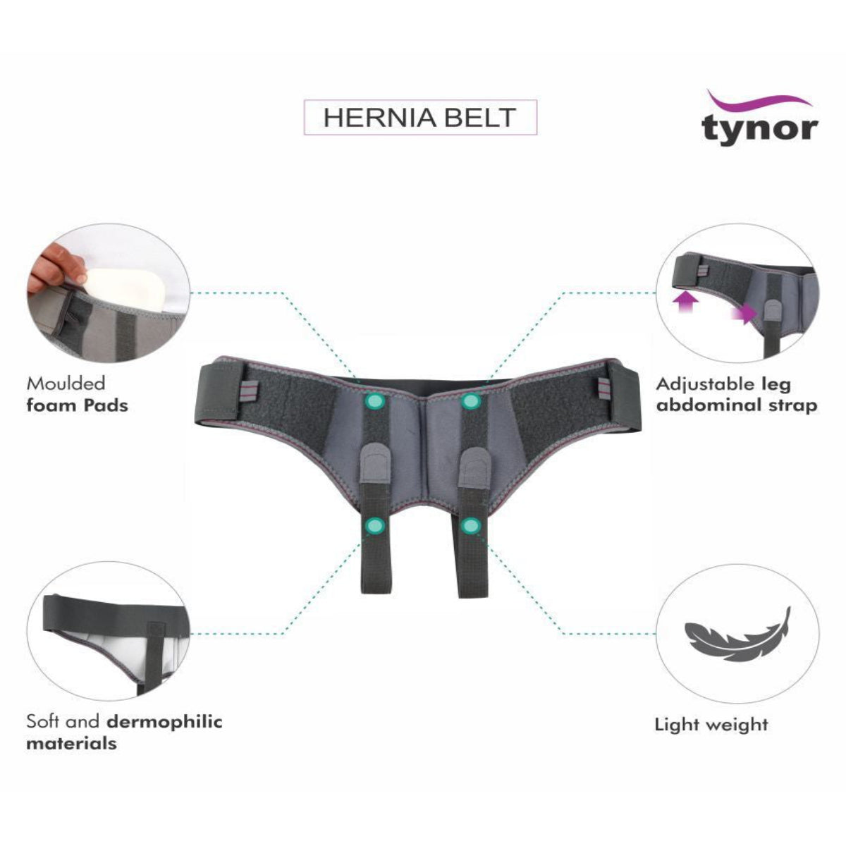 TYNOR Hernia Belt XL Grey - Medical Grade 